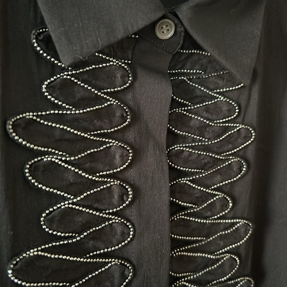 Lafayette 148 NY Neiman Marcus sleeveless tuxedo button down blouse size 12 - Picture 4 of 7